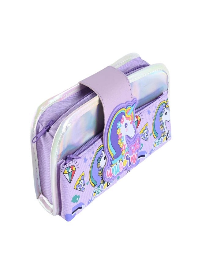 ARTLABEL Large Capacity Pencil Pouch Bag Stationery Organizer Case for School Boys, Girls & Teens (Purple Unicorn Pencil Case) - Image 2